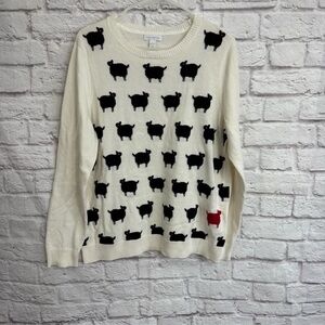 Charter Club Sheep Print Long Sleeve Sweater Size L Womens